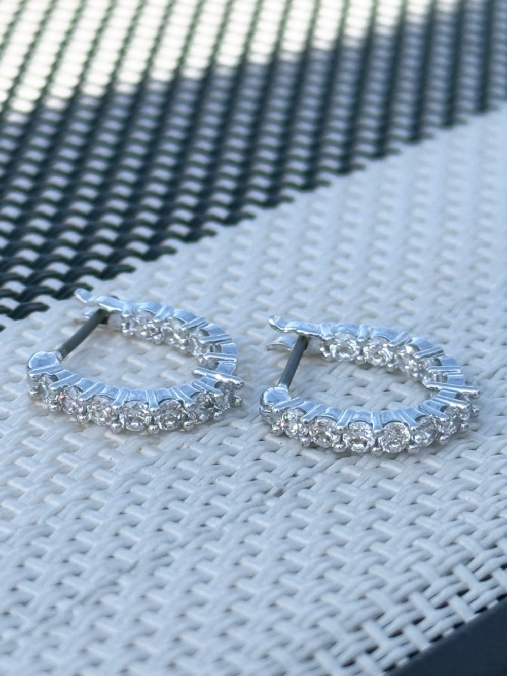 Swarovski Matrix Vittore Silver-Tone Crystal Rhodium Plate Hoop Huggies Earrings